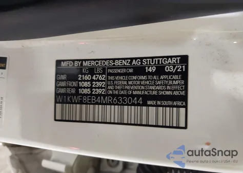 2021 Mercedes-Benz C 300 4Matic from USA, damaged, VIN W1KWF8EB4MR633044